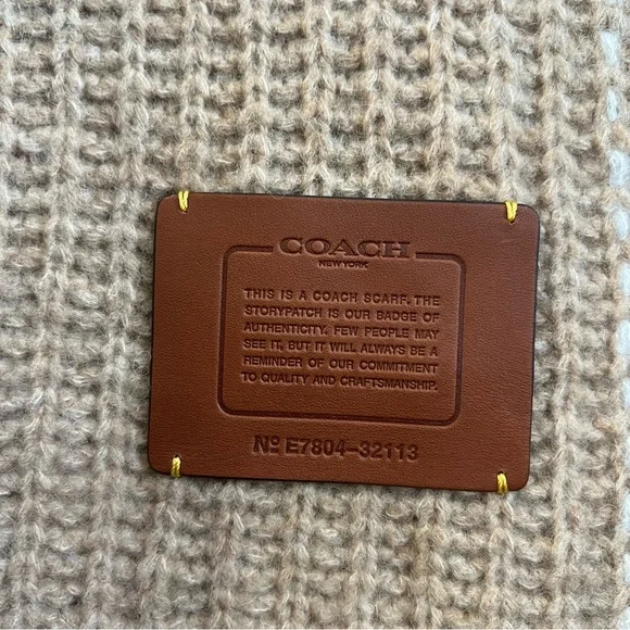 NWT Coach Merino Wool Alpaca Cashmere Chunky Oversized Camel Muffler C5129 - Picture 4 of 9